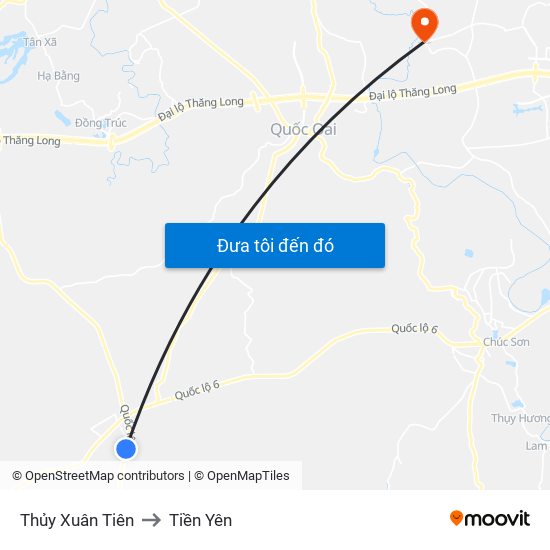 Thủy Xuân Tiên to Tiền Yên map