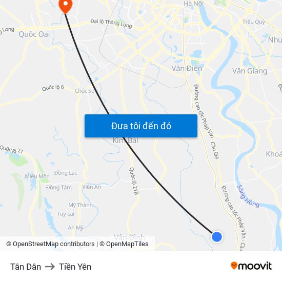 Tân Dân to Tiền Yên map