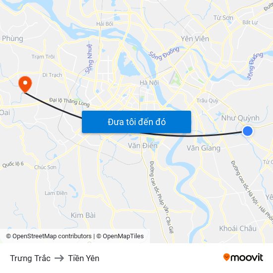 Trưng Trắc to Tiền Yên map