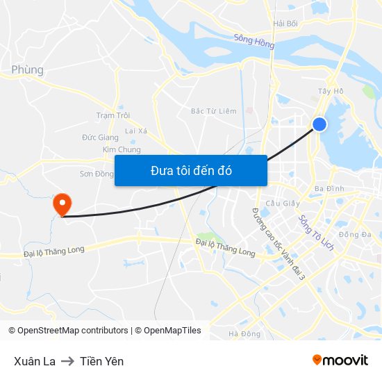 Xuân La to Tiền Yên map