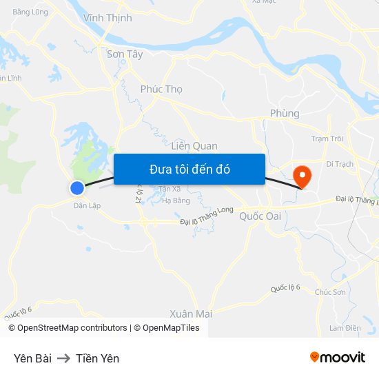 Yên Bài to Tiền Yên map