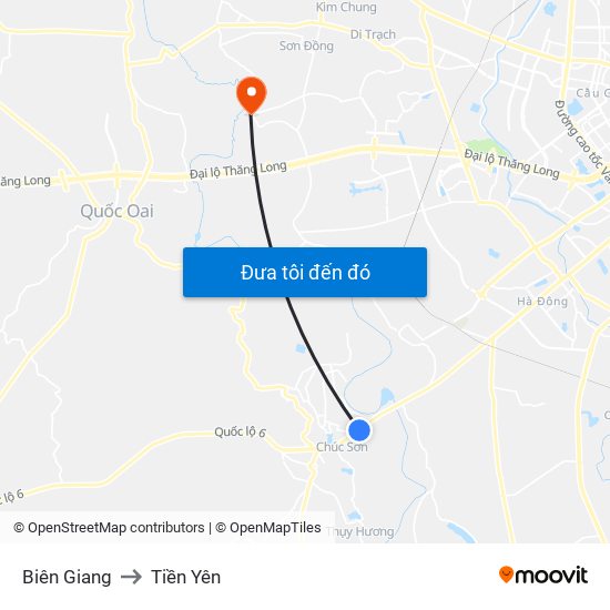 Biên Giang to Tiền Yên map