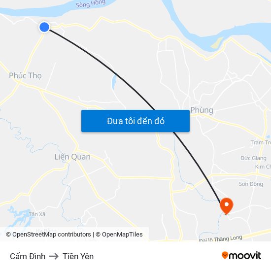 Cẩm Đình to Tiền Yên map