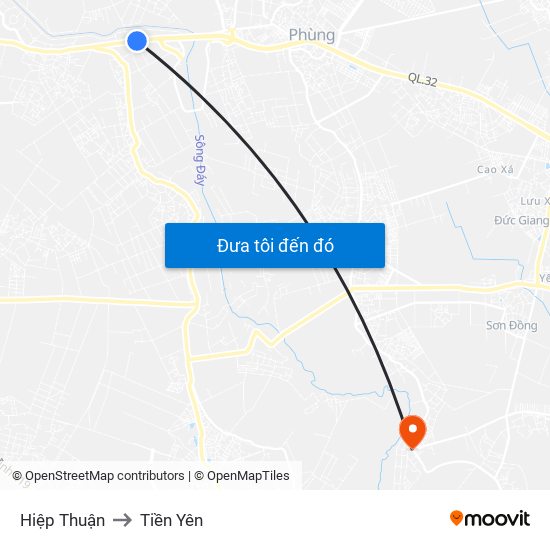 Hiệp Thuận to Tiền Yên map