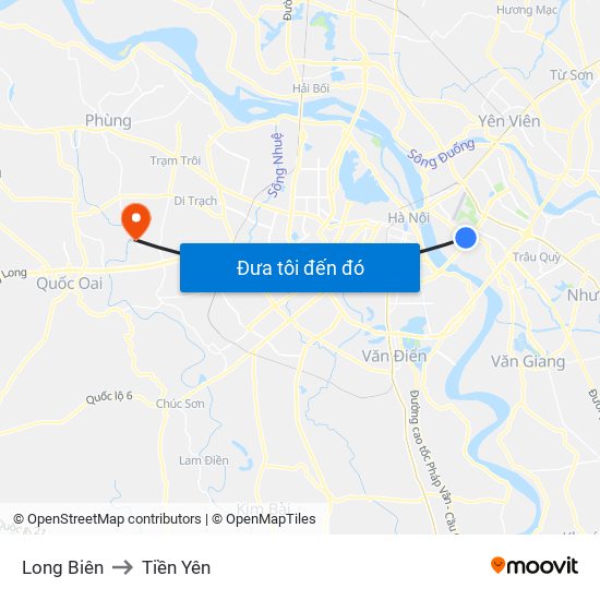 Long Biên to Tiền Yên map