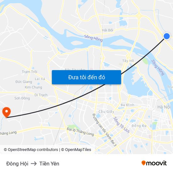 Đông Hội to Tiền Yên map