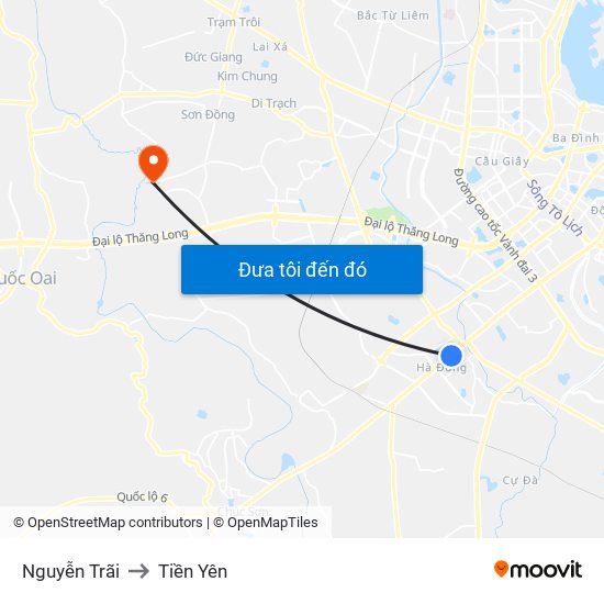 Nguyễn Trãi to Tiền Yên map