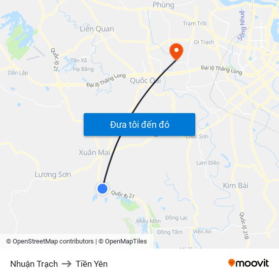 Nhuận Trạch to Tiền Yên map