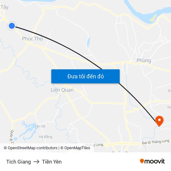 Tích Giang to Tiền Yên map