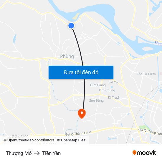 Thượng Mỗ to Tiền Yên map