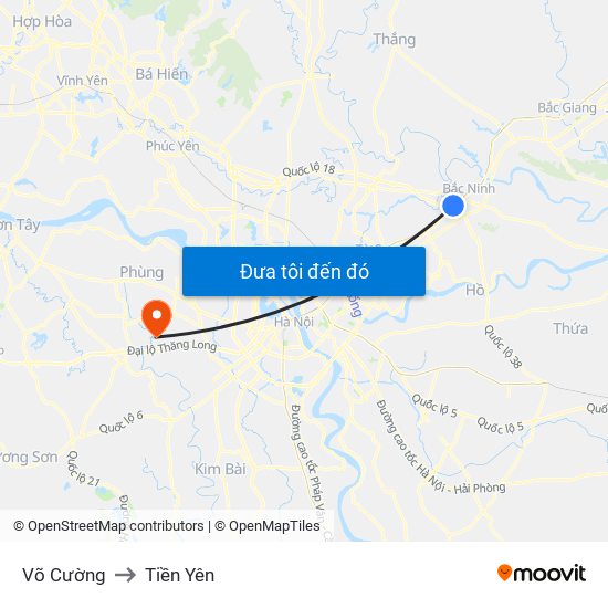 Võ Cường to Tiền Yên map