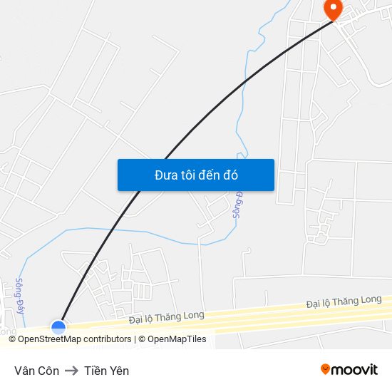 Vân Côn to Tiền Yên map