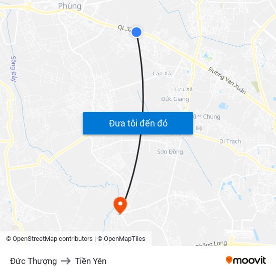 Đức Thượng to Tiền Yên map