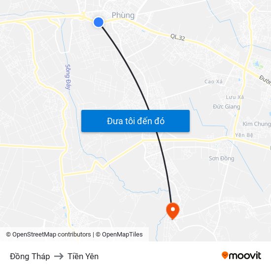 Đồng Tháp to Tiền Yên map