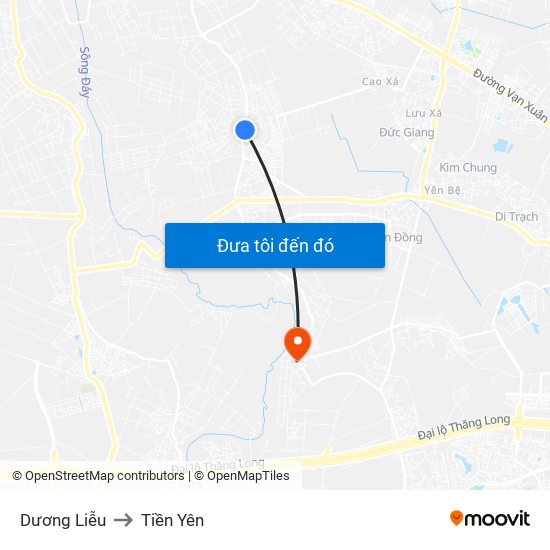 Dương Liễu to Tiền Yên map