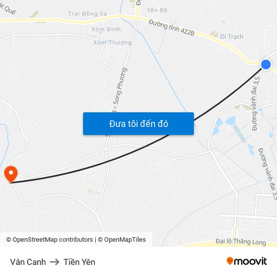 Vân Canh to Tiền Yên map