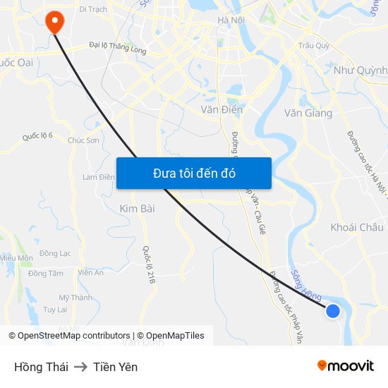 Hồng Thái to Tiền Yên map