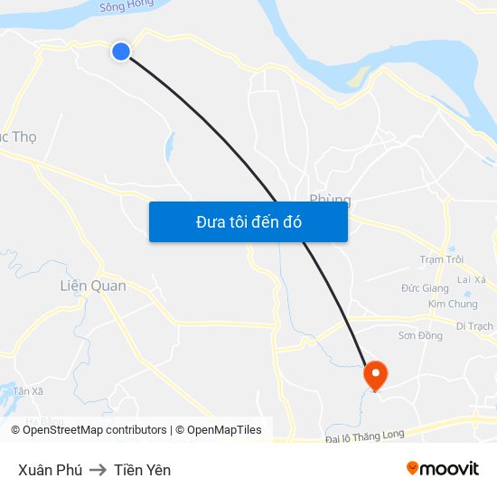Xuân Phú to Tiền Yên map