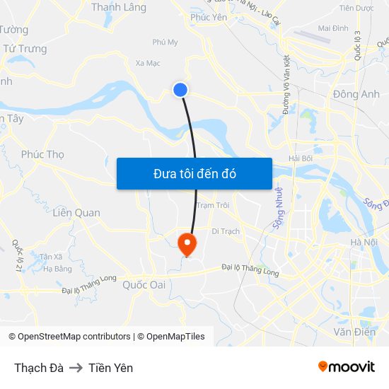 Thạch Đà to Tiền Yên map