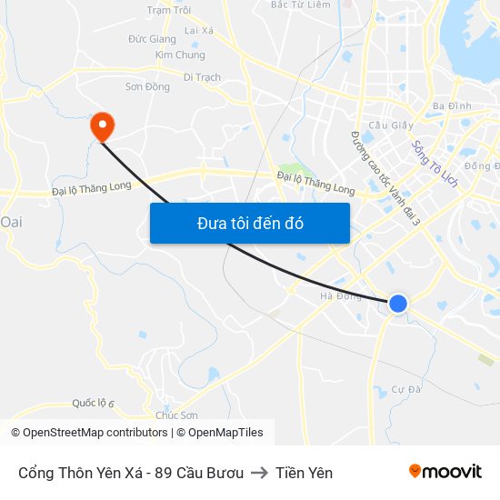 Cổng Thôn Yên Xá - 89 Cầu Bươu to Tiền Yên map
