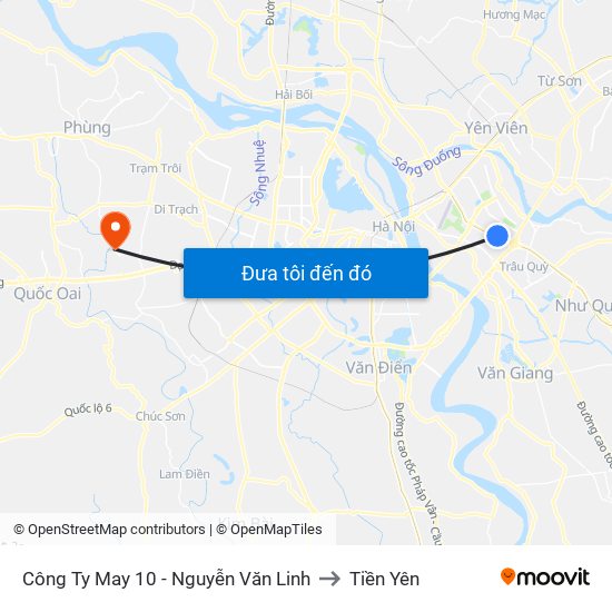 Công Ty May 10 - Nguyễn Văn Linh to Tiền Yên map