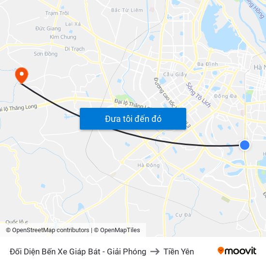 Đối Diện Bến Xe Giáp Bát - Giải Phóng to Tiền Yên map