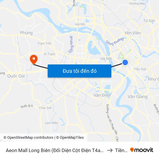 Aeon Mall Long Biên (Đối Diện Cột Điện T4a/2a-B Đường Cổ Linh) to Tiền Yên map