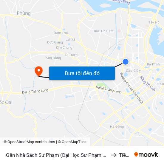 Gần Nhà Sách Sư Phạm (Đại Học Sư Phạm Hà Nội) - 136 Xuân Thủy to Tiền Yên map