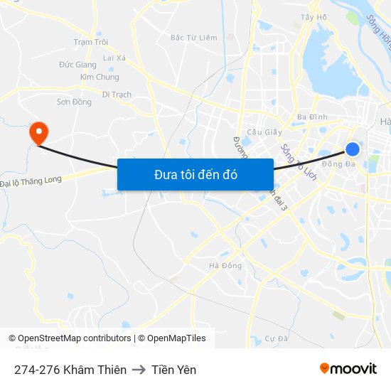 274-276 Khâm Thiên to Tiền Yên map