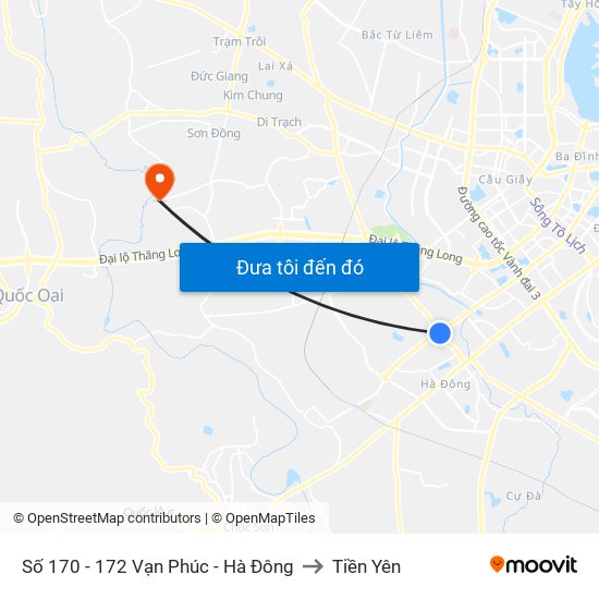 Số 170 - 172 Vạn Phúc - Hà Đông to Tiền Yên map