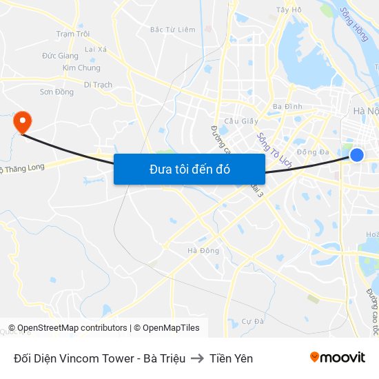 Đối Diện Vincom Tower - Bà Triệu to Tiền Yên map