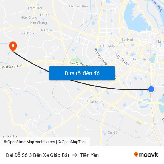 Dải Đỗ Số 3 Bến Xe Giáp Bát to Tiền Yên map