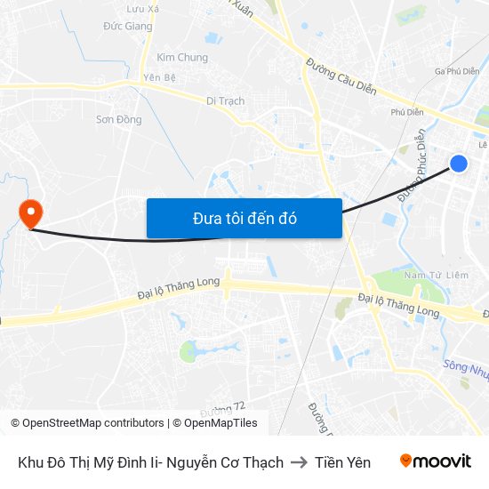 Khu Đô Thị Mỹ Đình Ii- Nguyễn Cơ Thạch to Tiền Yên map