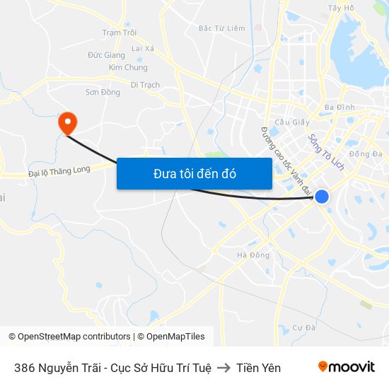 386 Nguyễn Trãi - Cục Sở Hữu Trí Tuệ to Tiền Yên map