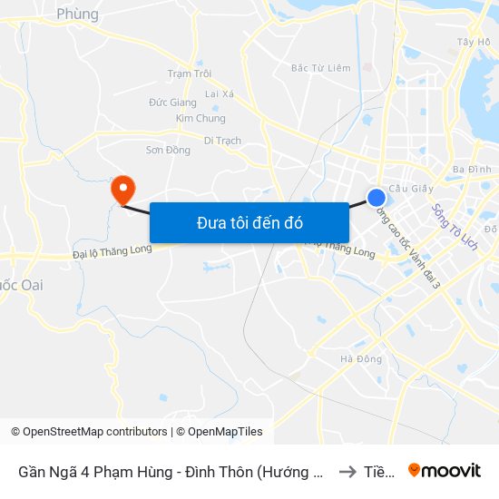 Gần Ngã 4 Phạm Hùng - Đình Thôn (Hướng Đi Khuất Duy Tiến)-Cột Sau to Tiền Yên map