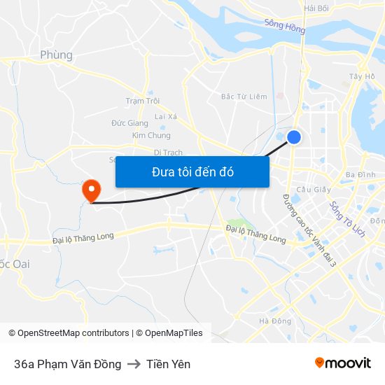 36a Phạm Văn Đồng to Tiền Yên map