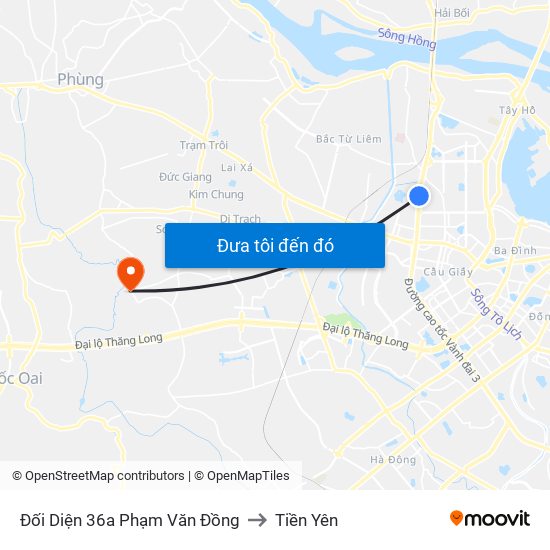 Đối Diện 36a Phạm Văn Đồng to Tiền Yên map