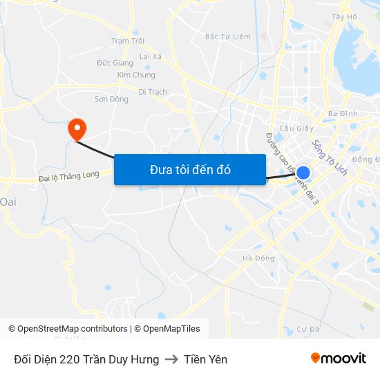 Đối Diện 220 Trần Duy Hưng to Tiền Yên map