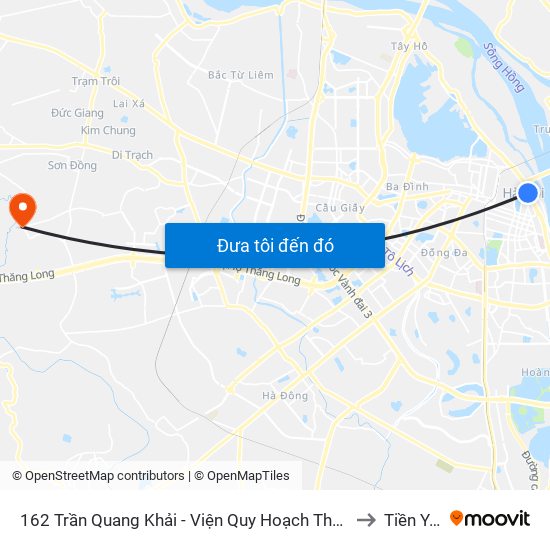 162 Trần Quang Khải - Viện Quy Hoạch Thủy Lợi to Tiền Yên map