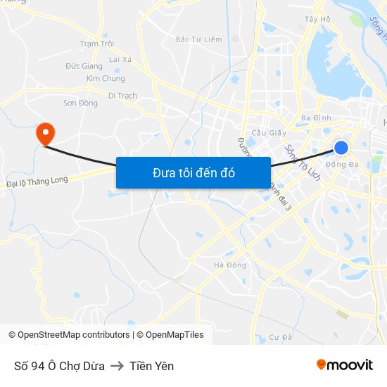 Số 94 Ô Chợ Dừa to Tiền Yên map