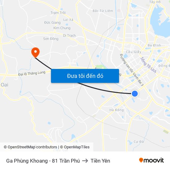 Ga Phùng Khoang - 81 Trần Phú to Tiền Yên map