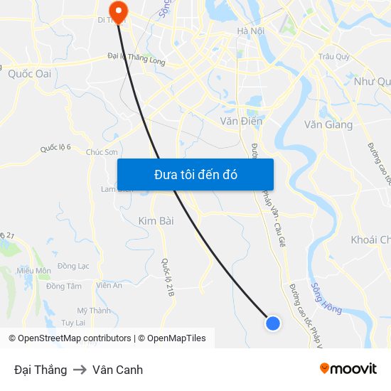 Đại Thắng to Vân Canh map