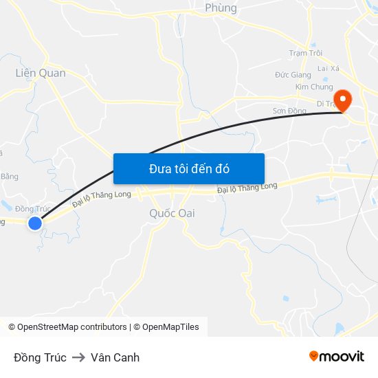 Đồng Trúc to Vân Canh map