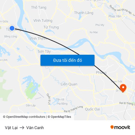 Vật Lại to Vân Canh map