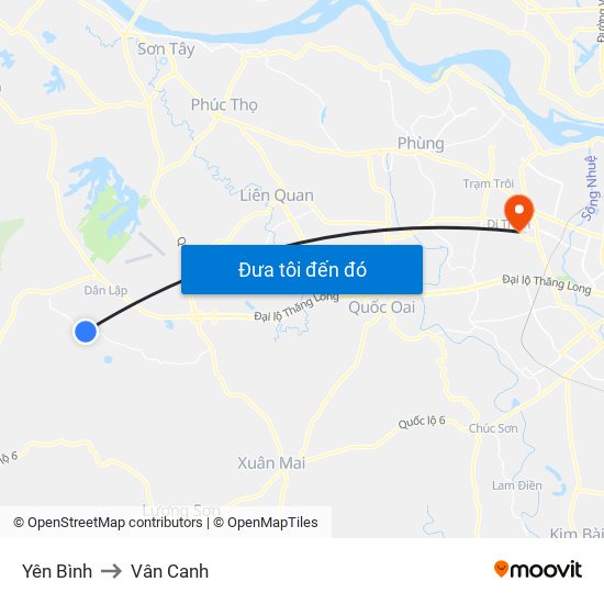 Yên Bình to Vân Canh map