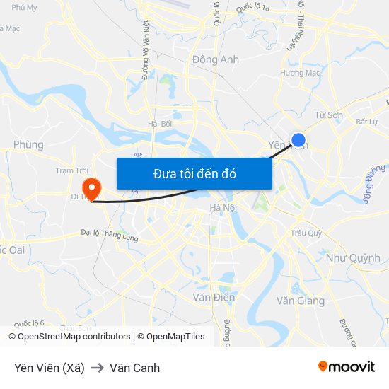 Yên Viên (Xã) to Vân Canh map
