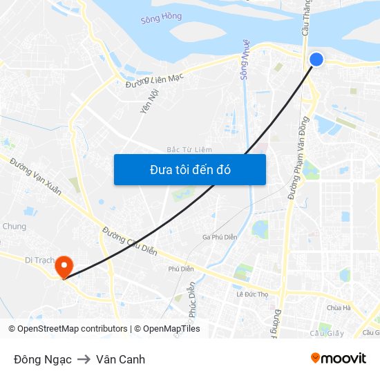 Đông Ngạc to Vân Canh map