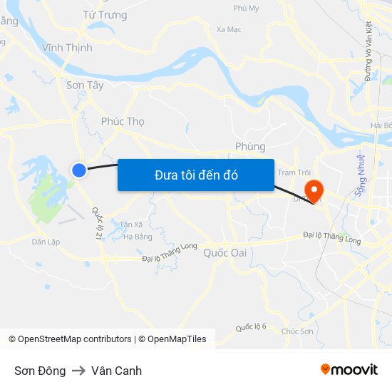 Sơn Đông to Vân Canh map