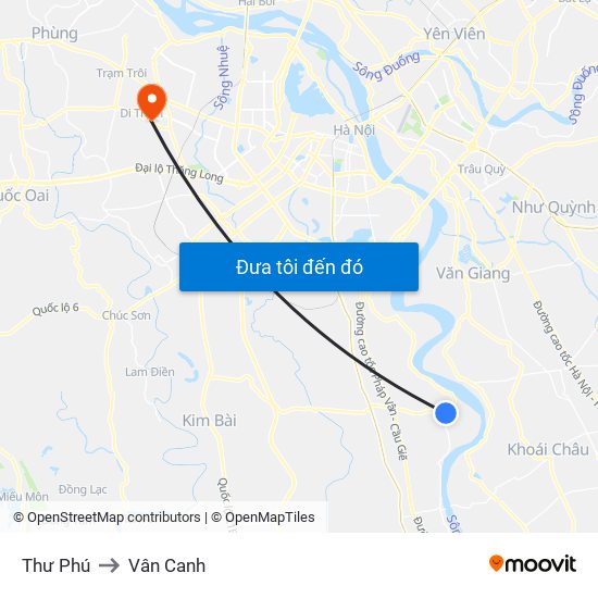 Thư Phú to Vân Canh map