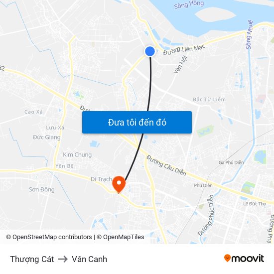 Thượng Cát to Vân Canh map